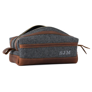 Lifetime Leather Co | Felt & Leather Toiletry Bag