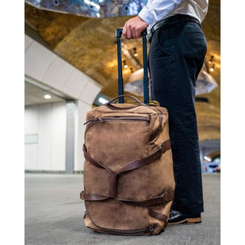 Mission Mercantile Leather Goods | Campaign Waxed Canvas Rolling Carry-On Duffel Bag