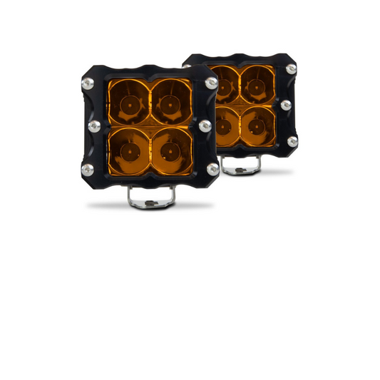 Heretic Studio | 6 Series Quattro Combo Reflector Amber Lens LED Pod Light with Black Bezel