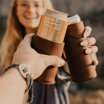 Mission Mercantile Leather Goods | Campaign Leather Slim Can Koozie