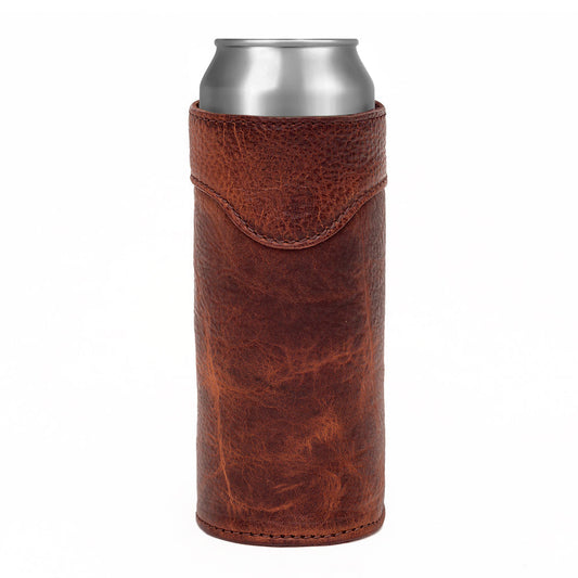 Mission Mercantile Leather Goods | Campaign Leather Slim Can Koozie