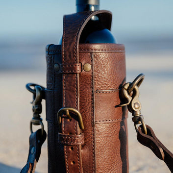 Mission Mercantile Leather Goods | Campaign Leather Wine Tote Carrier
