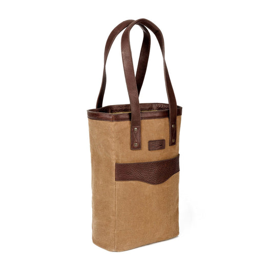 Mission Mercantile Leather Goods | Campaign Waxed Canvas Two Bottle Wine Tote