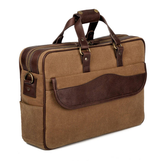 Mission Mercantile Leather Goods | Campaign Waxed Canvas Briefcase