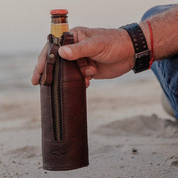 Mission Mercantile Leather Goods | Campaign Leather Bottle Koozie