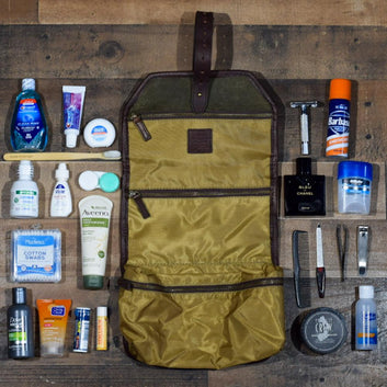 Mission Mercantile Leather Goods | Campaign Waxed Canvas Roll-Up Toiletry Shave Kit
