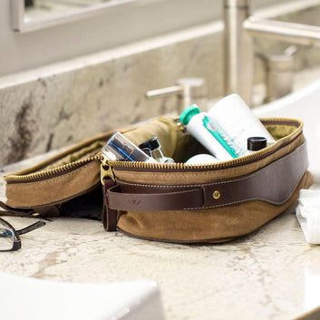 Mission Mercantile Leather Goods | Campaign Waxed Canvas Toiletry Square Shave Kit