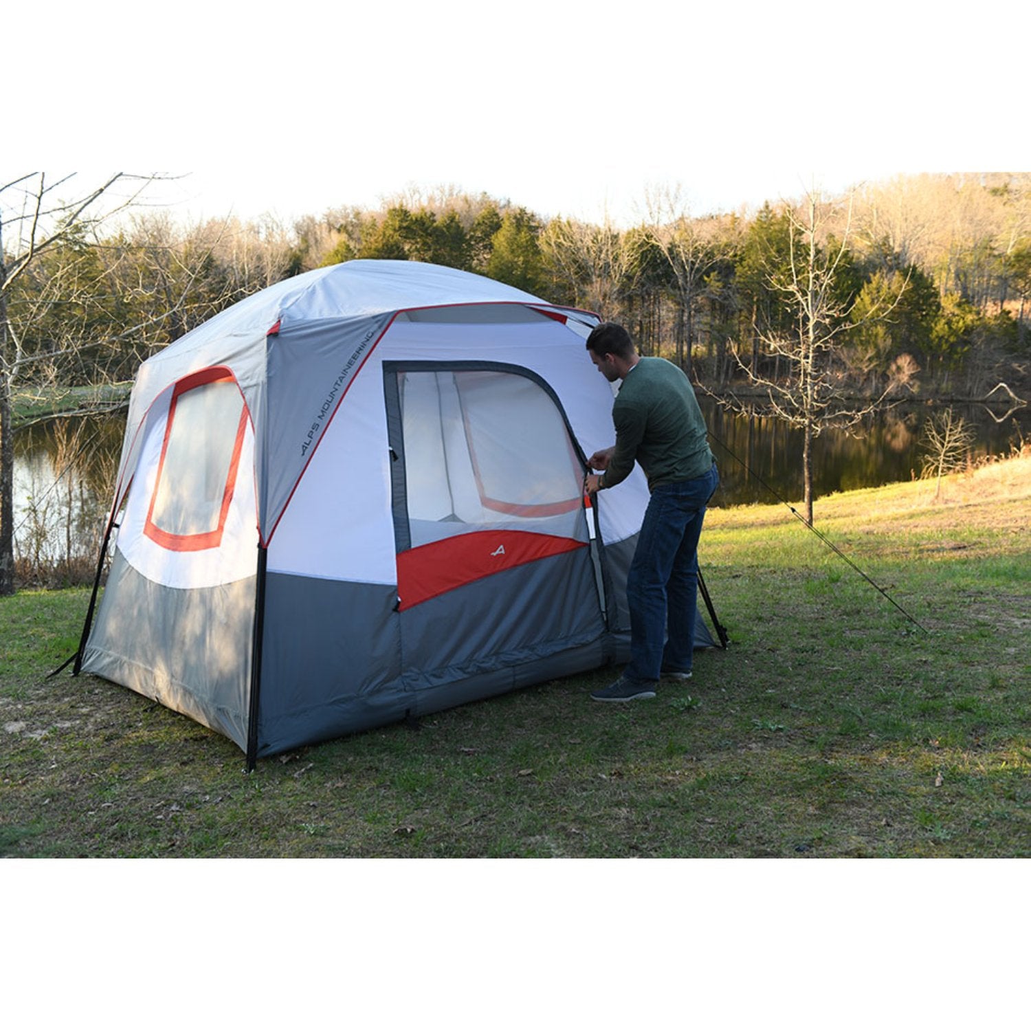 ALPS Mountaineering | Camp Creek 4 Person Camping Gray/Red Tent 5